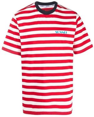 Sunnei Striped Crewneck T-Shirt - Red