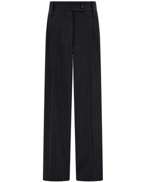 Ferragamo Ferragamo Pinstriped Straight Leg Pants - Black