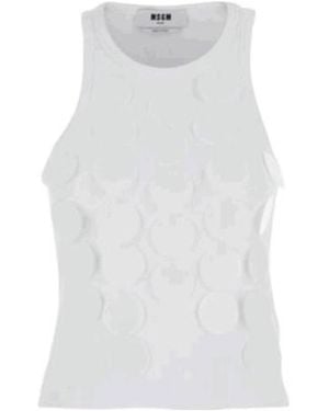 MSGM Chainmail-Effect Sleeveless Tank Top - White