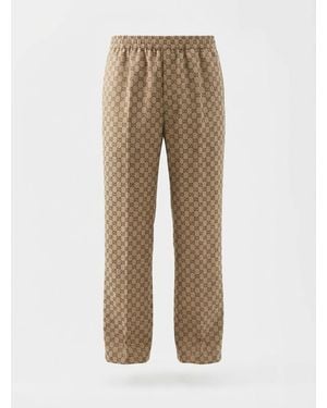 Gucci Printed Silk Twill Trousers - Grey