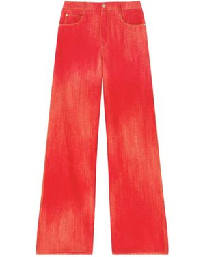 Ermanno Scervino Printed Jeans-Effect Marocain Palazzo Trousers - Red