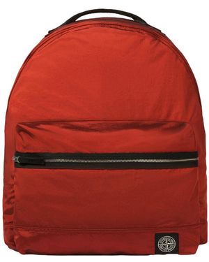 Stone Island Backpack With Front Pocket And Ripstop Lining - Red