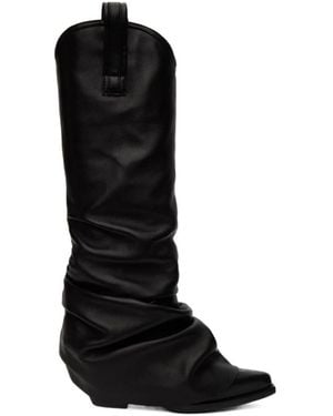 R13 Xx Knee Hgh Westrn Draped Boot - Black