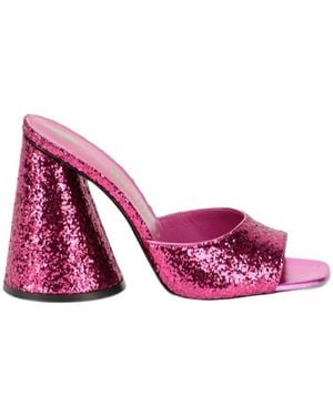 The Attico The Metallic Open-Toe Slip-On Mules - Pink