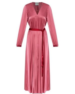 forte_forte Silk-Blend V-Neck Maxi Dress - Pink