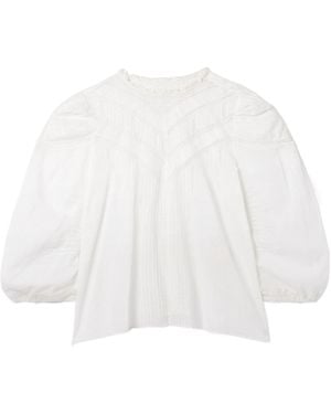 Doen Adelphine Crochet-Trimmed Pintucked Organic Cotton-Voile Blouse - White