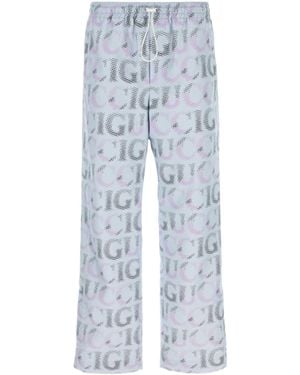 Gucci Allover Printed Drawstring Pants - Blue