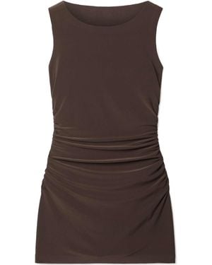 Norma Kamali Pleated Sleeveless Dress - Brown