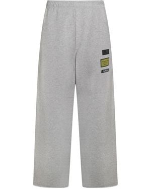 MM6 by Maison Margiela Logo Patch Straight-Leg Trousers - Grey