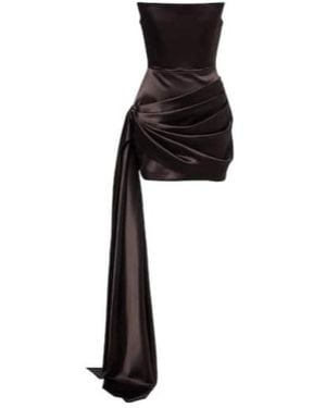 Alex Perry Draped Satin Bustier Dress - Black