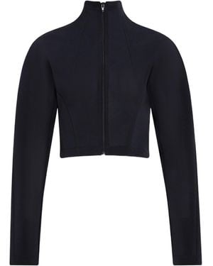 Alaïa Alaïa High Neck Cropped Jacket - Blue
