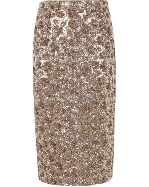 N°21 Sequin Embellished Midi Skirt - Natural