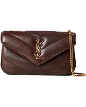 Saint Laurent V-Quilted Flap Bag - Brown