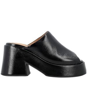 Ganni 95Mm Patent-Leather Platform Mules - Black