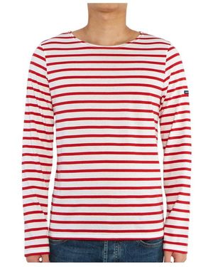 Saint James Striped Graphic T-Shirt - Red