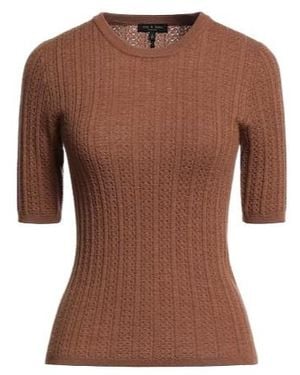 Rag & Bone Solid Color Knitted Short-Sleeve Top - Brown
