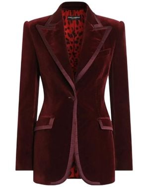 Dolce & Gabbana Single-Breasted Velvet Blazer - Purple