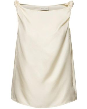 Loulou de Saison Remy Sleeveless Draped Silk Top - Natural