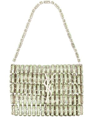 Saint Laurent Crystal Mini Evening Bag - White