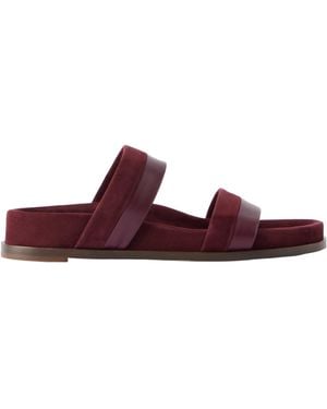 Gabriela Hearst Low Striker Panelled Snake-Effect Leather Sandals - Purple