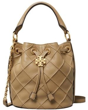 Tory Burch Fleming Drawstring Bucket Bag - Natural