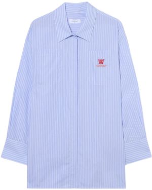 Off-White c/o Virgil Abloh Striped Poplin Shirt Mini Dress - Blue