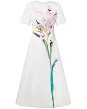 Leo Caroline Floral Midi Dress - White