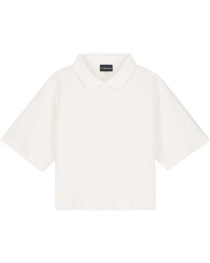 Emporio Armani Chevron-Knit Peter Pan-Collar Top - White