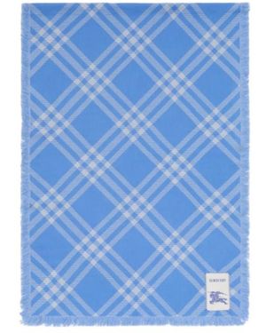 Burberry Wide Check Fringed Scarf - Blue