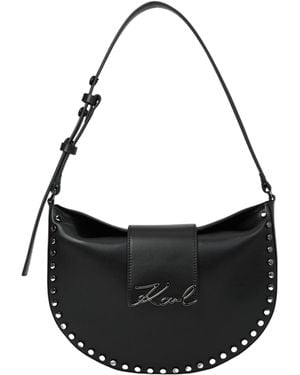 KARL LAGERFELD K/Signature Stud-Embellished Shoulder Bag - Black