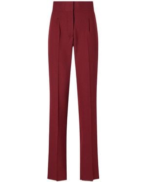 Giuliva Heritage The Other Smoking Pleated Wool-Blend Crepe Straight-Leg Trousers - Red