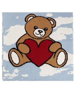 Moschino Teddy Bear Intarsia Scarf - White