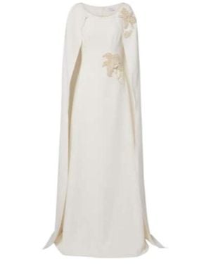 Safiyaa Yuna Faux Pearl-Embellished Crepe Gown - White
