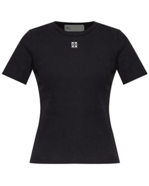 Tory Burch Ribbed Top With Logo Patch - Black