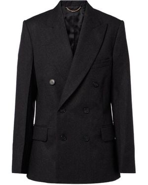 Victoria Beckham Double-Breasted Virgin Wool Blazer - Black