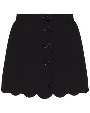 RED Valentino Scallop-Edge Detailed Shorts - Black