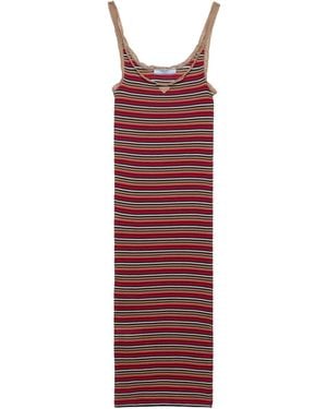 Prada Striped Cotton Dress - Red
