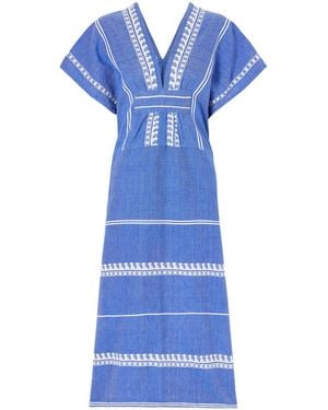 lemlem Embroidered Cotton Midi Dress - Blue