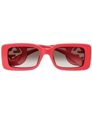 Gucci Eyewear Rectangular Frame Sunglasses - Red