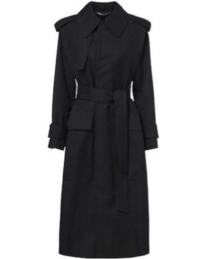 Victoria Beckham Minimal Long Twill Trench Coat - Black