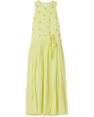 Ulla Johnson Eleni Belted Embellished Silk-Georgette Maxi Dress - Yellow