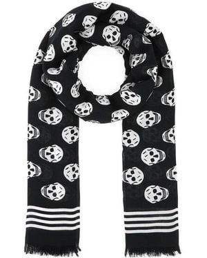 McQueen Biker Skull Scarf - White