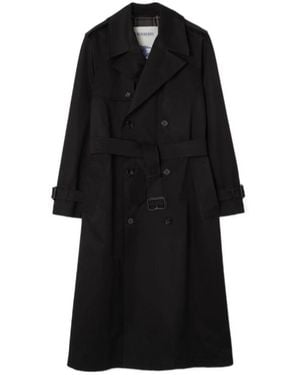 Burberry Long Gabardine Hoxton Trench Coat - Black