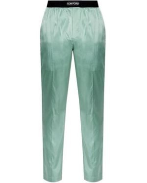 Tom Ford Logo-Waistband Silk Pajamas - Green