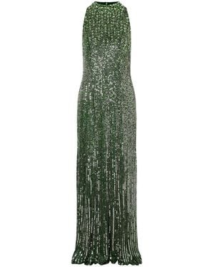 Jenny Packham Benue Sequined Mesh Halterneck Gown - Green
