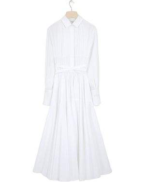 Patou Elasticated-Waist Long Sleeved Maxi Dress - White