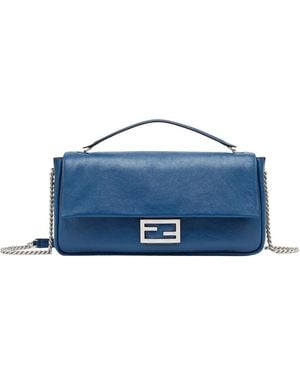Fendi Baguette Chain Large Shoulder Bag - Blue