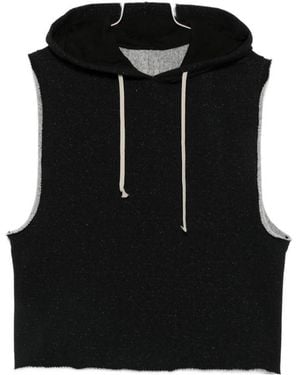 Rick Owens Sleeveless Drawstring-Hood Hoodie - Black