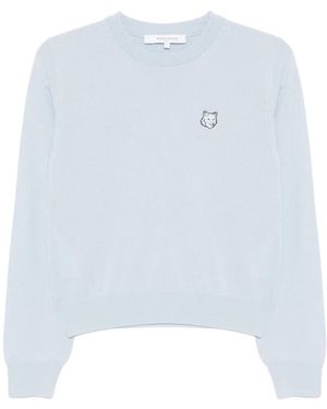 Maison Kitsuné Maison Kitsuné Bold Fox Head Patch Regular Jumper - Blue