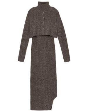 AllSaints Sabine Roll-Neck Cardigan Dress Set - Brown